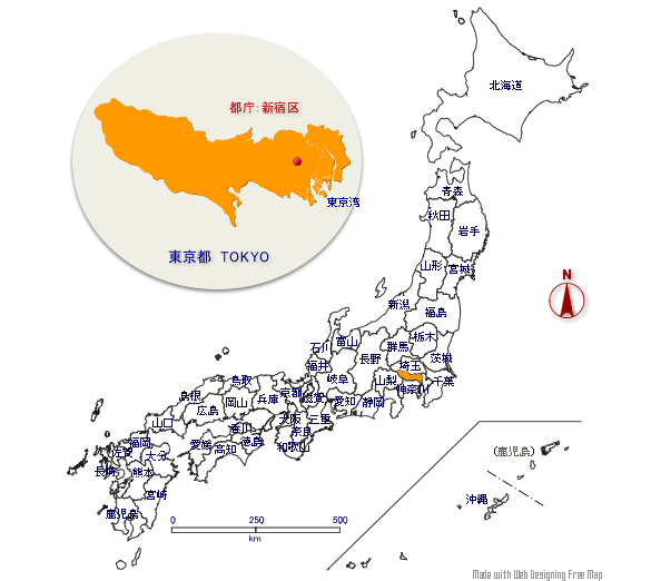 東京都の形と位置