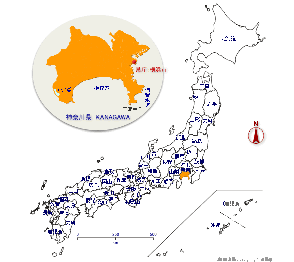 神奈川県の形と位置