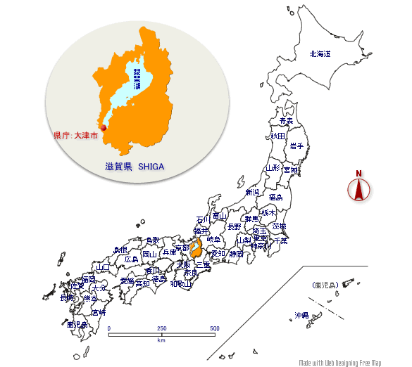 滋賀県の形と位置