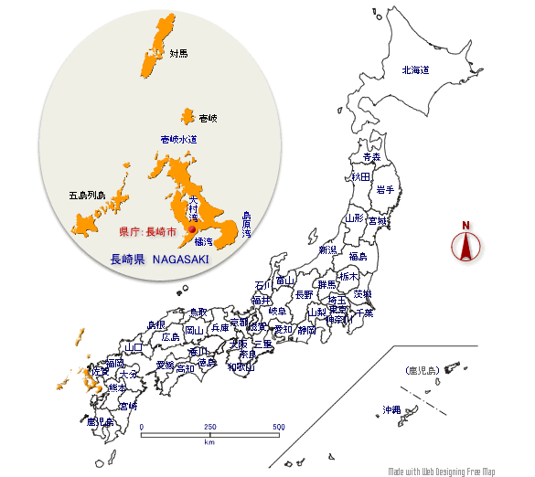 長崎県の形と位置