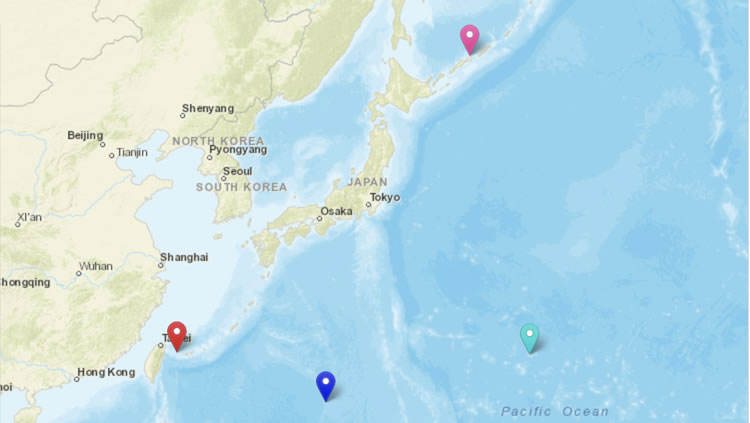 この地図は、日本の最東・最西・最南・最北端