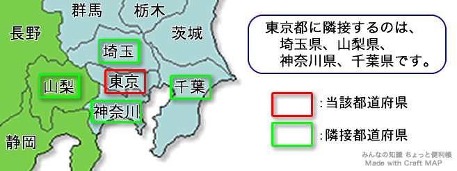 みんなの知識 ちょっと便利帳 隣接都道府県 隣接県 東京都