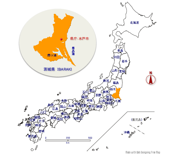 茨城県の形と位置