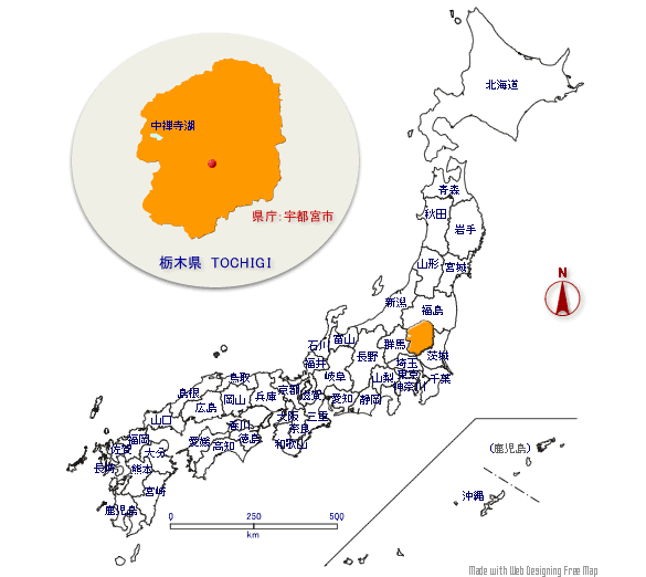 栃木県の形と位置