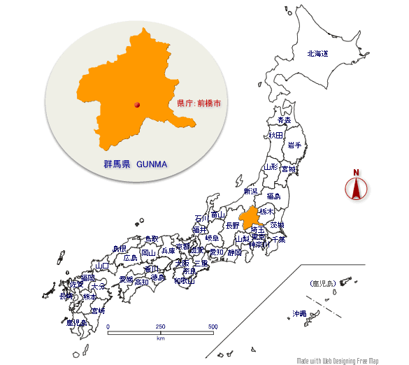 群馬県の形と位置