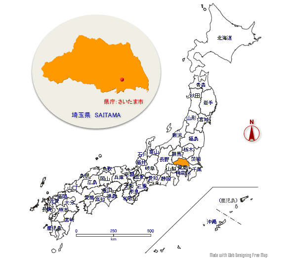 埼玉県の形と位置