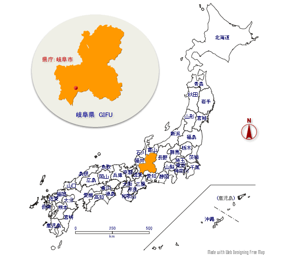 岐阜県の形と位置