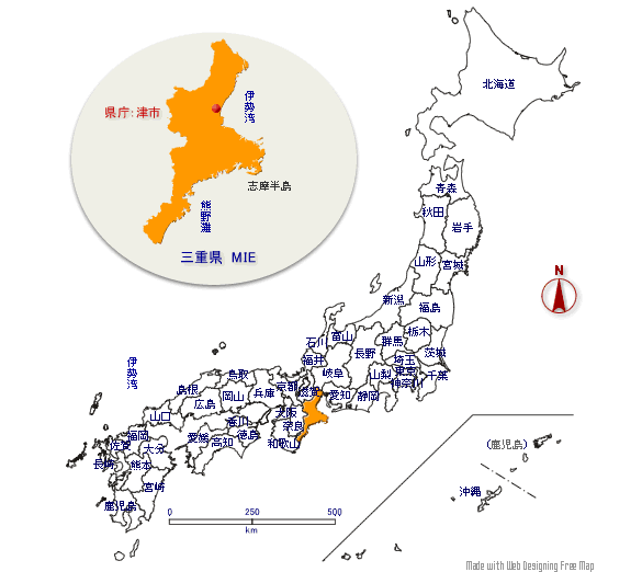 三重県の形と位置