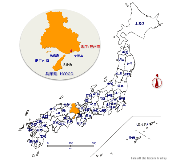 兵庫県の形と位置