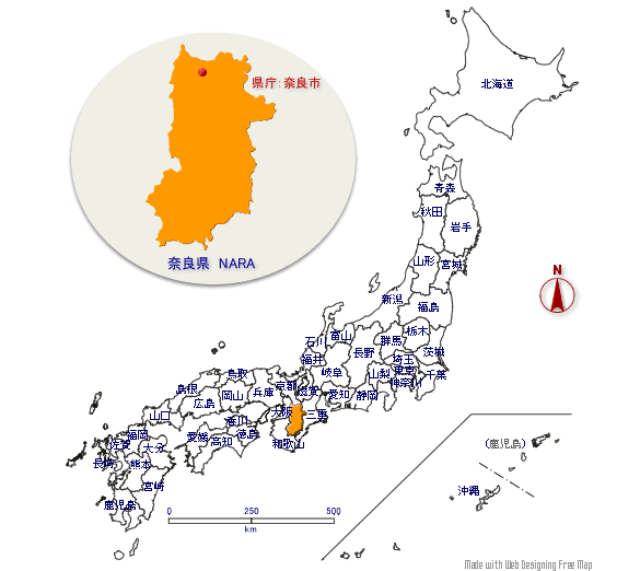奈良県の形と位置