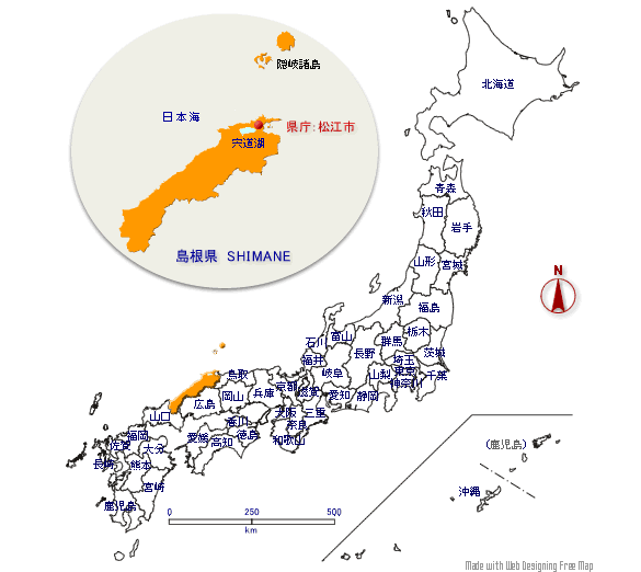 島根県の形と位置