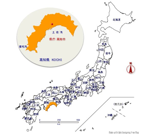 高知県の形と位置