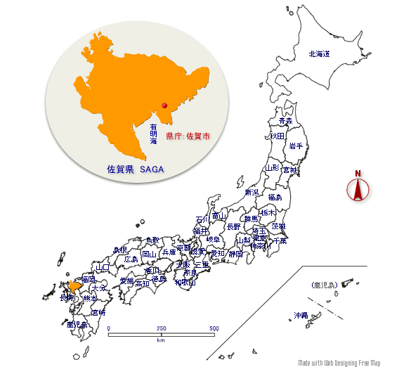 佐賀県の形と位置