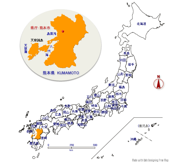 熊本県の形と位置