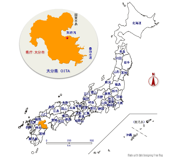 大分県の形と位置