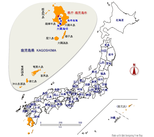 鹿児島県の形と位置