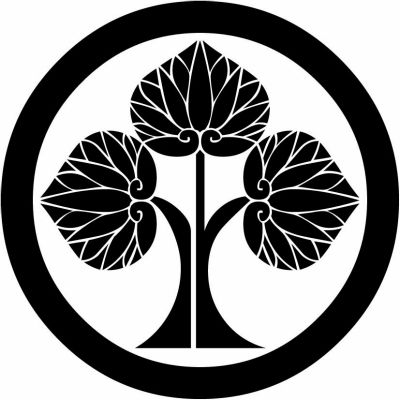 丸に左離れ立ち葵