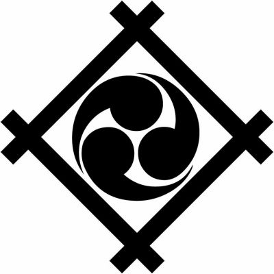 井筒に三つ巴・井筒に左三つ巴・隅立て井筒に左三つ巴