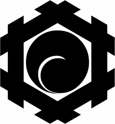 六角井筒に一つ巴・六角井筒に左一つ巴