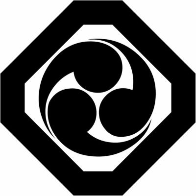 隅切り角に三つ巴・隅切り角に左三つ巴