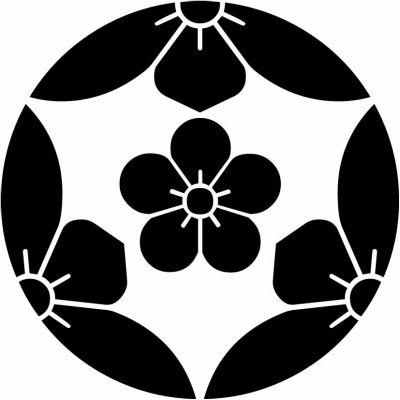 三つ割り桔梗に梅