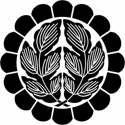 菊輪に抱き菊の葉