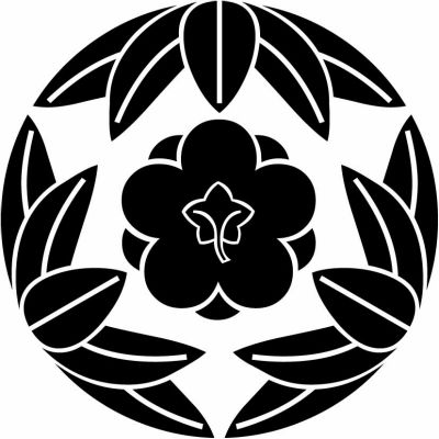 十五枚笹に八重裏梅