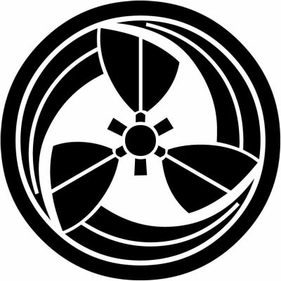 中輪に軸付き三つ折れ笹