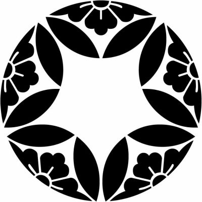 五つ割り七宝に花角