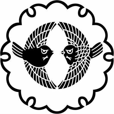 雪輪に対い雀（２）