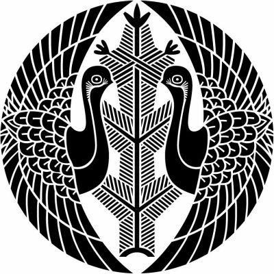 対い鶴に若松・若松に対い鶴