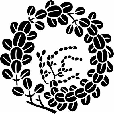 秋の七草に出てくる植物の家紋：萩の枝丸（１）・はぎのえだまる
