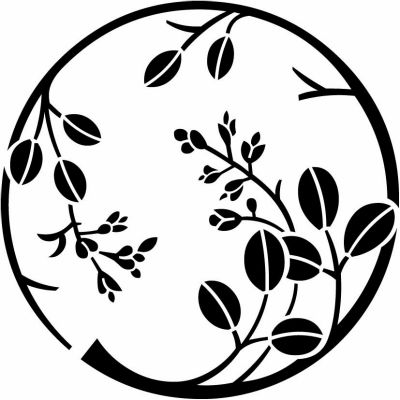 秋の七草に出てくる植物の家紋：萩の枝丸（６）・はぎのえだまる