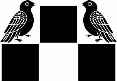 対い鳩に三つ石・三石に対い鳩