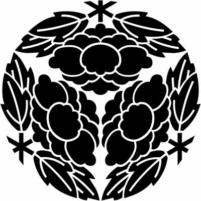 三つ寄せ葉付き牡丹