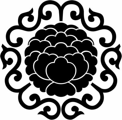 唐草に大割り牡丹