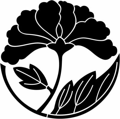 葉敷き乱れ牡丹