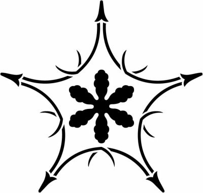 五つ折れ松葉に雪花