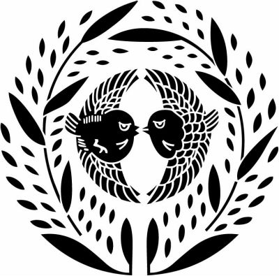 吾木香に雀・地楡に雀・地楡に対い雀