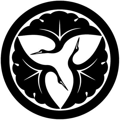 丸に三つ銀杏鶴