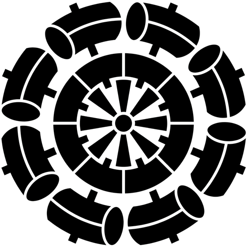 八つ水車に源氏車・八つ柄杓車源氏車・八つ槌車源氏車