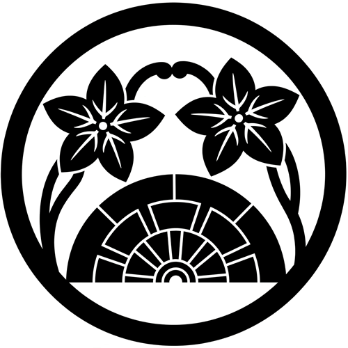 抱き夕顔蔓花に半源氏車