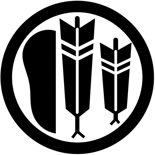 丸に弓形に二つ矢