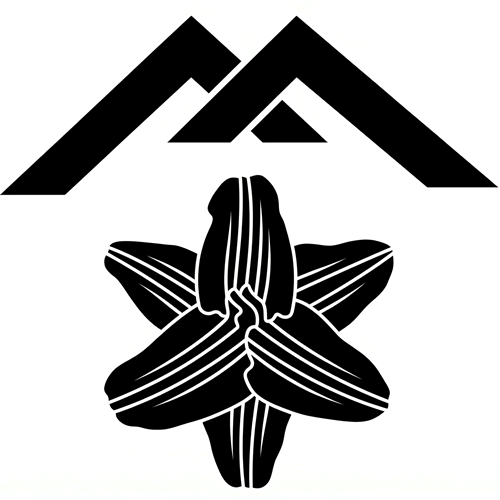 入り山形に百合の花