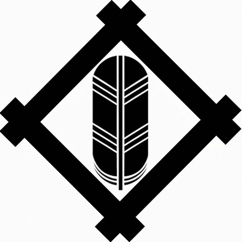 隅立て井筒に一つ鷹の羽