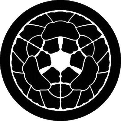 丸に三つ落ち牡丹