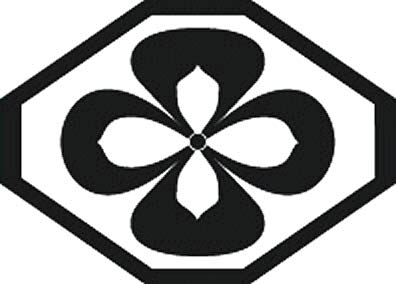 隅切り菱に田字草