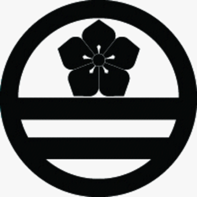 丸に二つ引きに桔梗