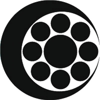 右向き月に九曜