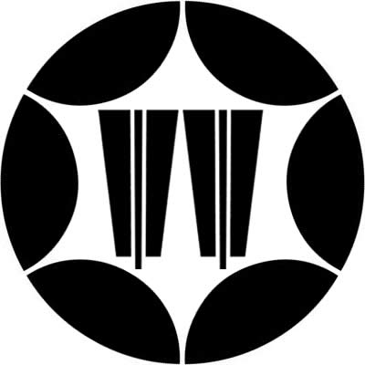 丸に六つ割り星に並び扇